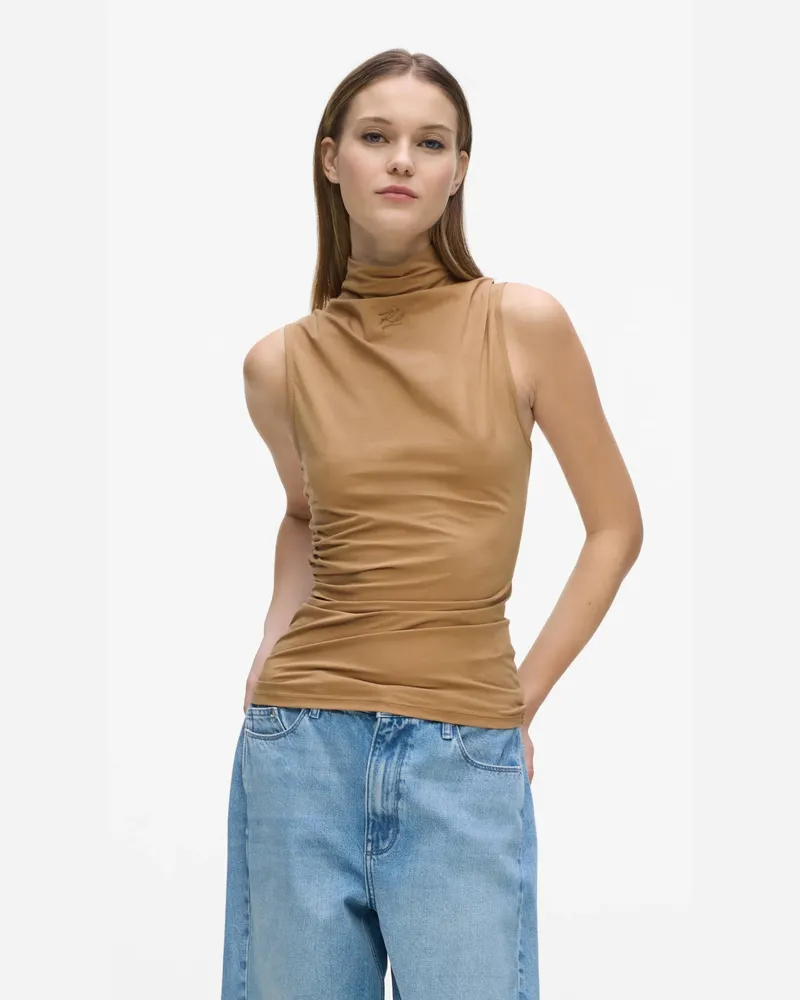 Karl Lagerfeld Tanktop Mit Stehkragen, Damen, Nougat, Größe Nougat