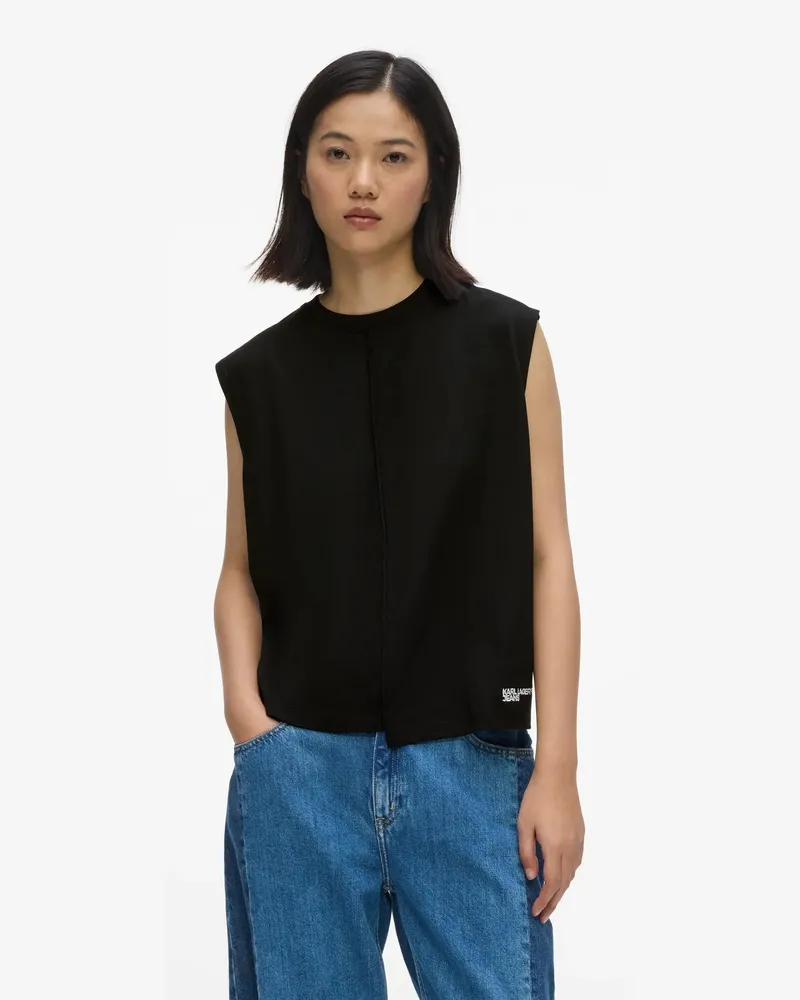 Karl Lagerfeld Tanktop Mit Ziernähten, Damen, Schwarz, Größe Schwarz