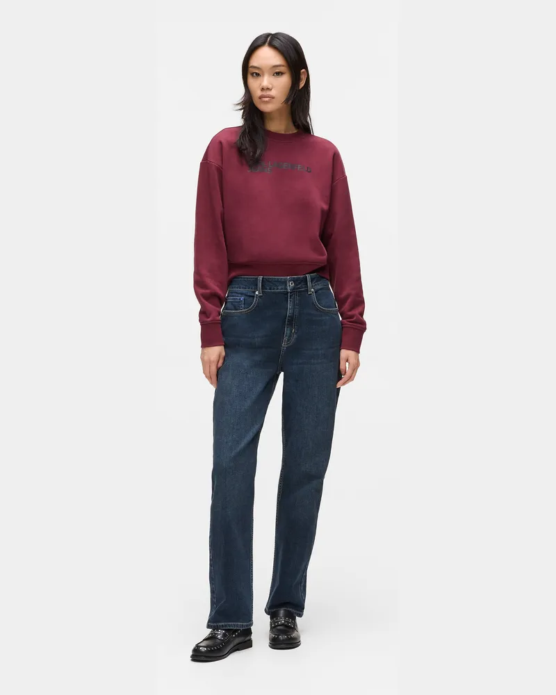 Karl Lagerfeld Hoch Geschnittene Jeans Mit Geradem Bein, Damen, Washed Blue Schwarz, Größe Washed