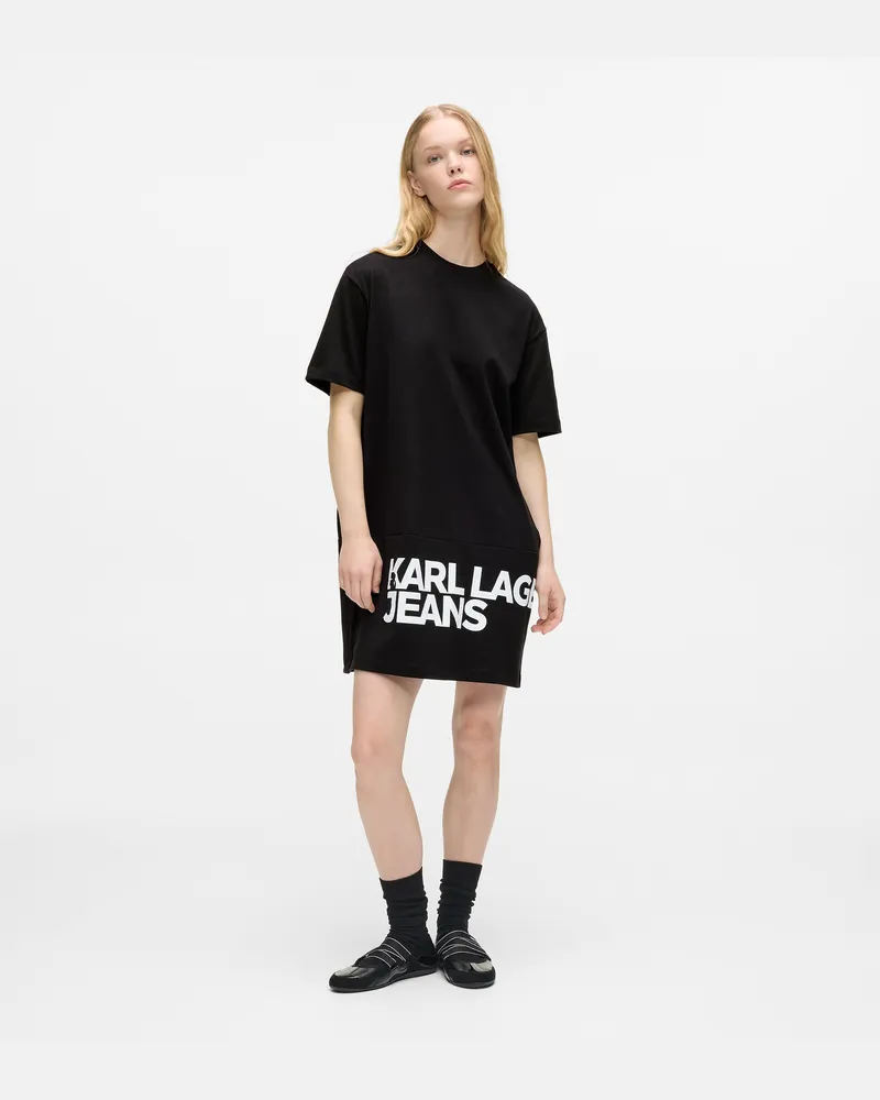 Karl Lagerfeld T-shirt-kleid Mit Logo, Damen, Schwarz, Größe Schwarz