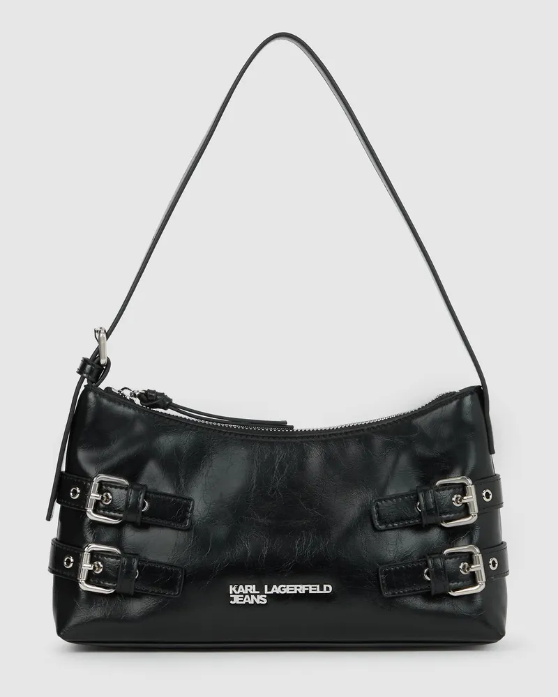 Karl Lagerfeld Schultertasche Mit Schnallen, Damen, Schwarz, Größe Schwarz