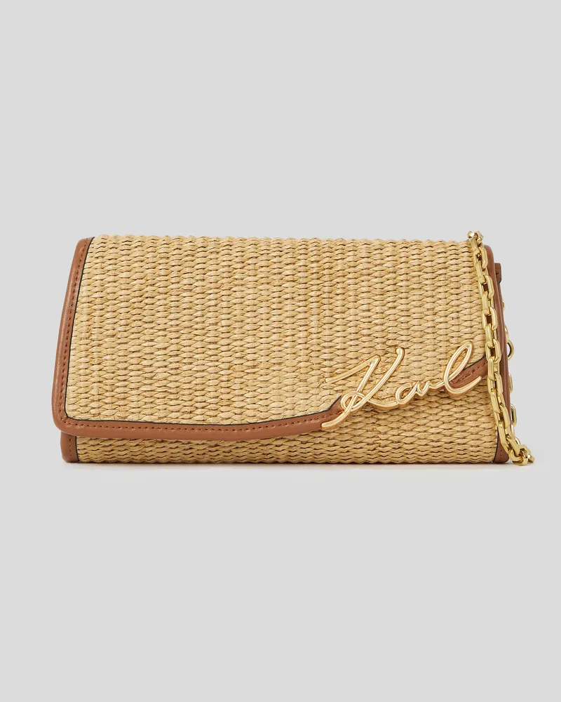 Karl Lagerfeld K/signature Bast-crossbody-geldbörse, Frau, Naturbraun, Größe Naturbraun