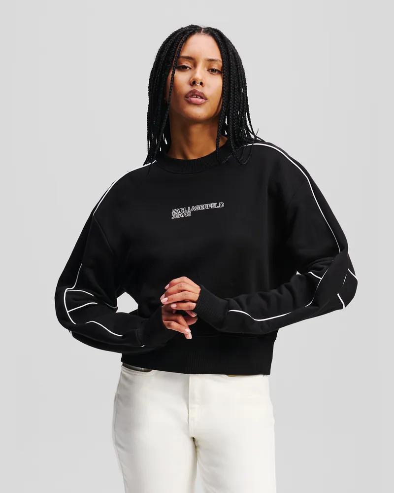 Karl Lagerfeld Entspanntes Cropped-sweatshirt, Frau, Schwarz, Größe Schwarz