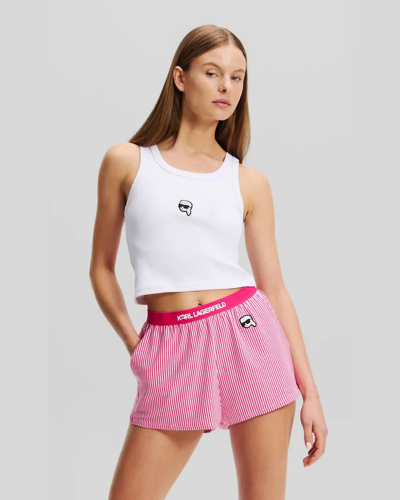 Karl Lagerfeld Kurz Geschnittenes Ikon Pyjama-tanktop, Damen, Weiss, Größe Weiss