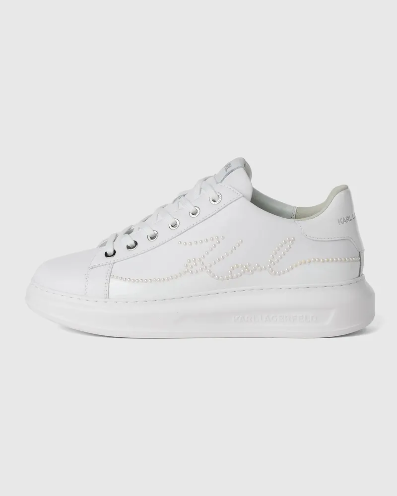 Karl Lagerfeld Kapri Signature Sneakers Mit Kunstperlen, Damen, Weiss, Größe Weiss