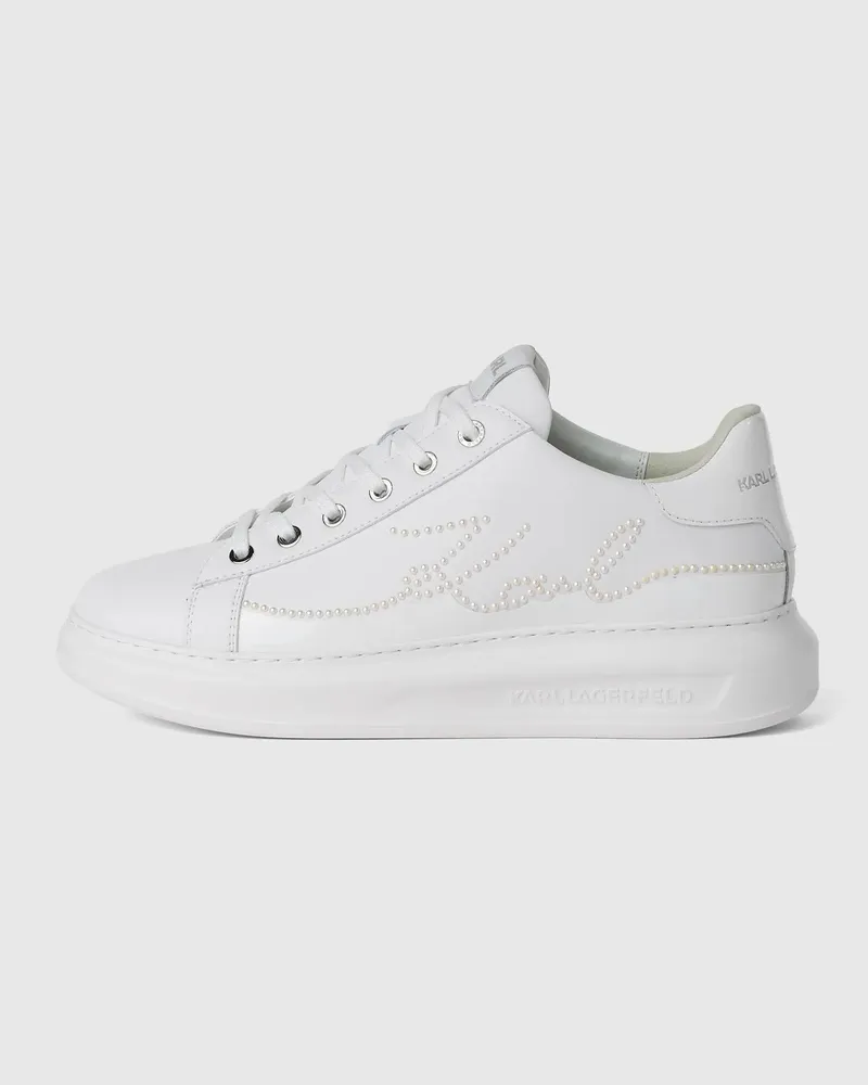 Karl Lagerfeld Kapri Signature Sneakers Mit Kunstperlen, Damen, Weiss, Größe Weiss