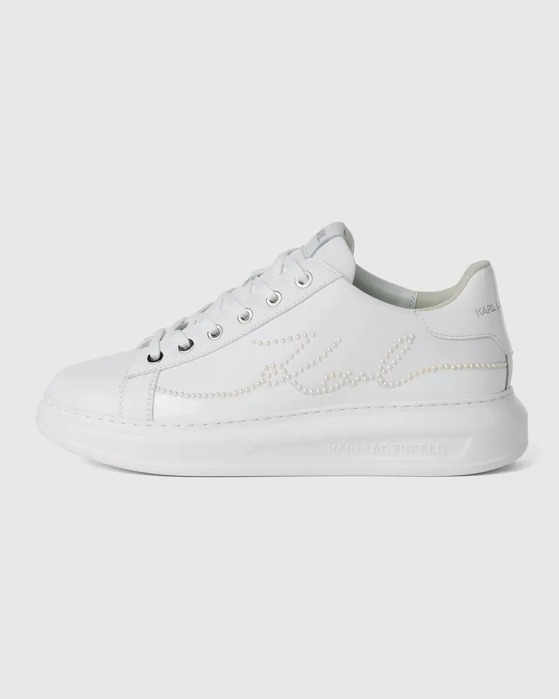 Karl Lagerfeld Kapri Signature Sneakers Mit Kunstperlen, Damen, Weiss, Größe Weiss