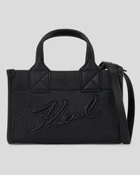 Karl Lagerfeld K/skuare Kleine Tote-bag aus Gebarbtem Leder, Frau, Schwarz Schwarz