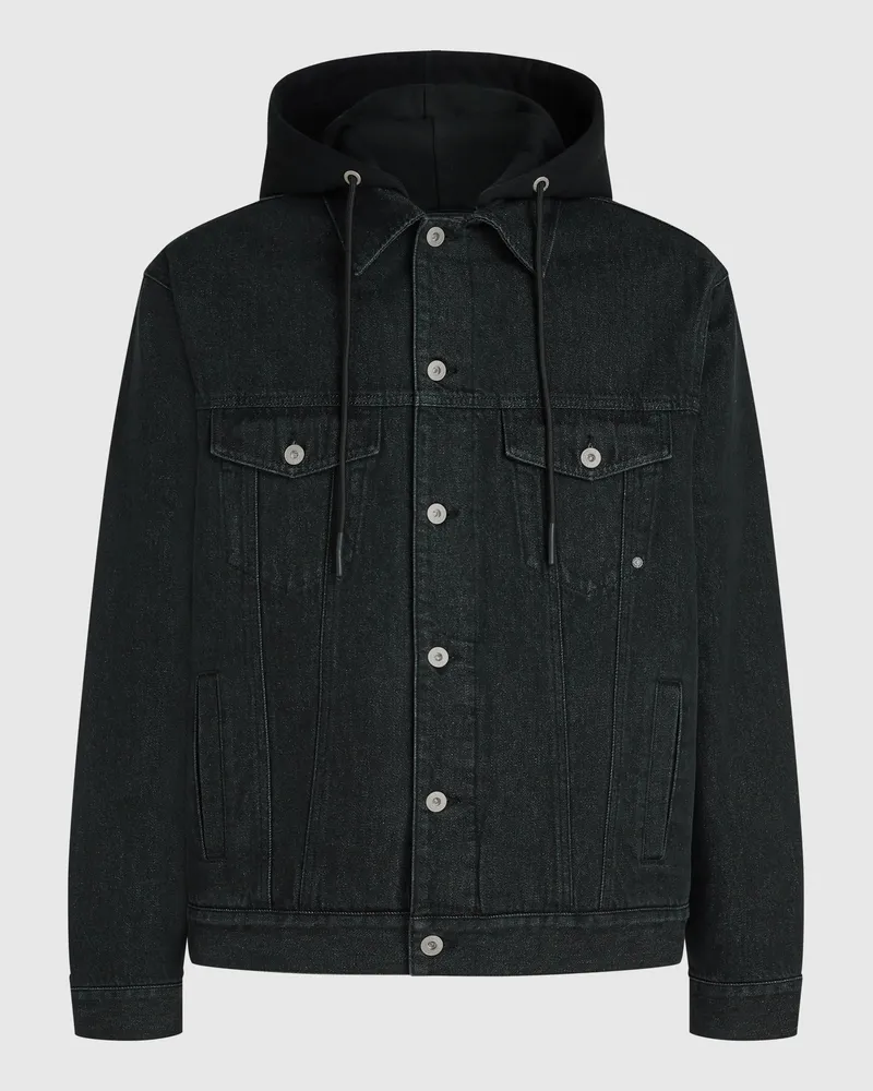 Karl Lagerfeld Klj X Pietro Terzini Jeansjacke Mit Kapuze, Herren, Gewaschenes Schwarz, Größe Gewaschenes