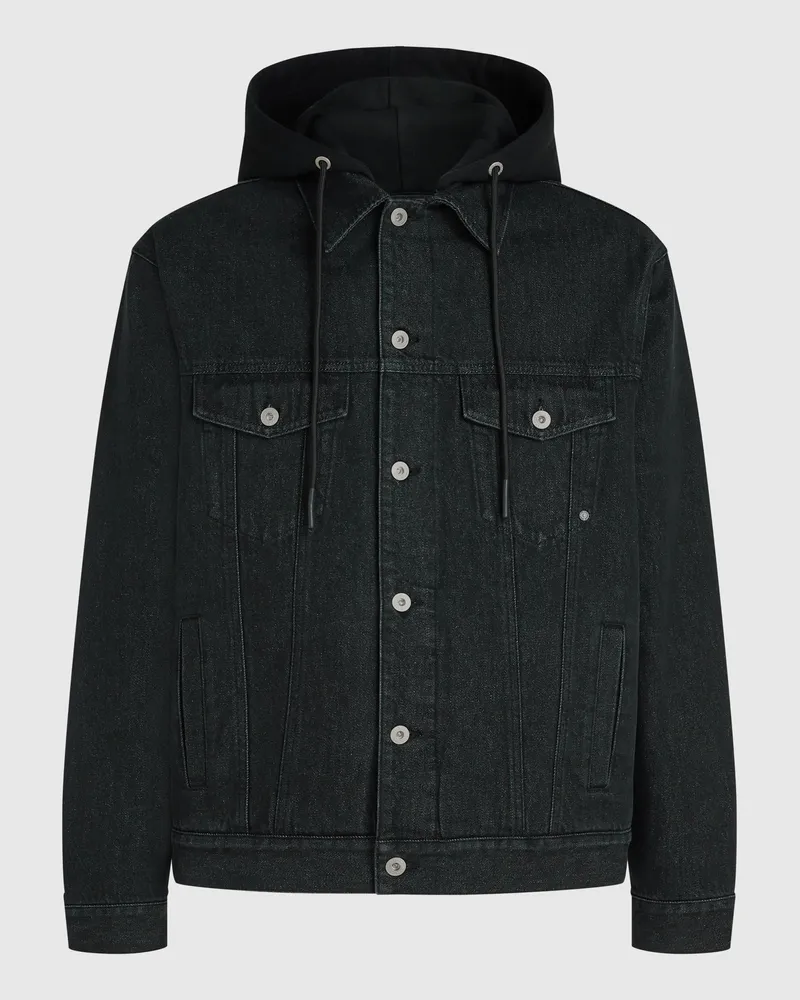 Karl Lagerfeld Klj X Pietro Terzini Jeansjacke Mit Kapuze, Herren, Gewaschenes Schwarz, Größe Gewaschenes