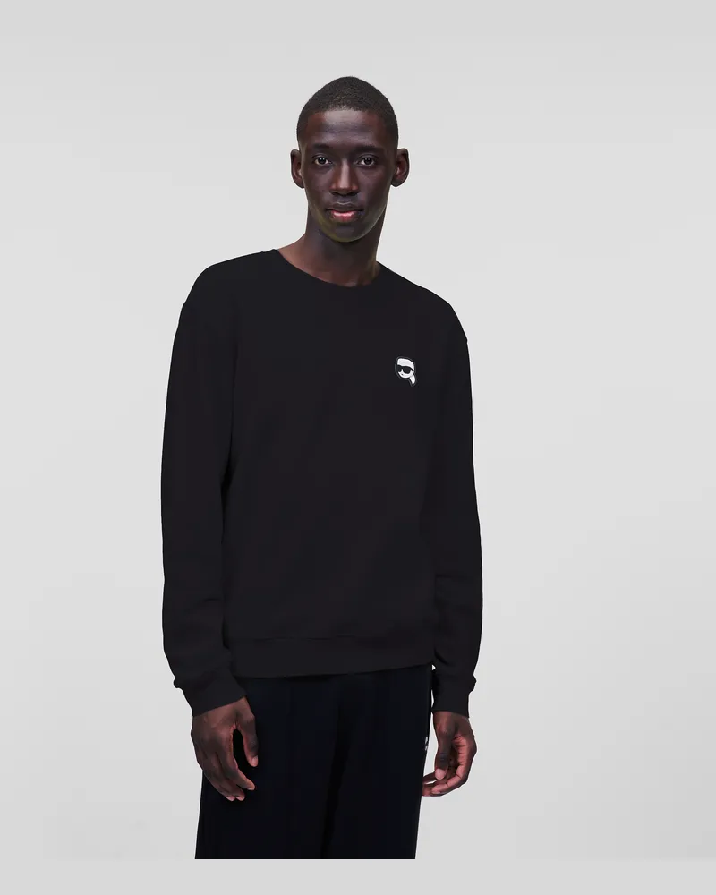 Karl Lagerfeld Karl ikon Sweatshirt Mit Aufnäher, Mann, Schwarz, Größe Schwarz
