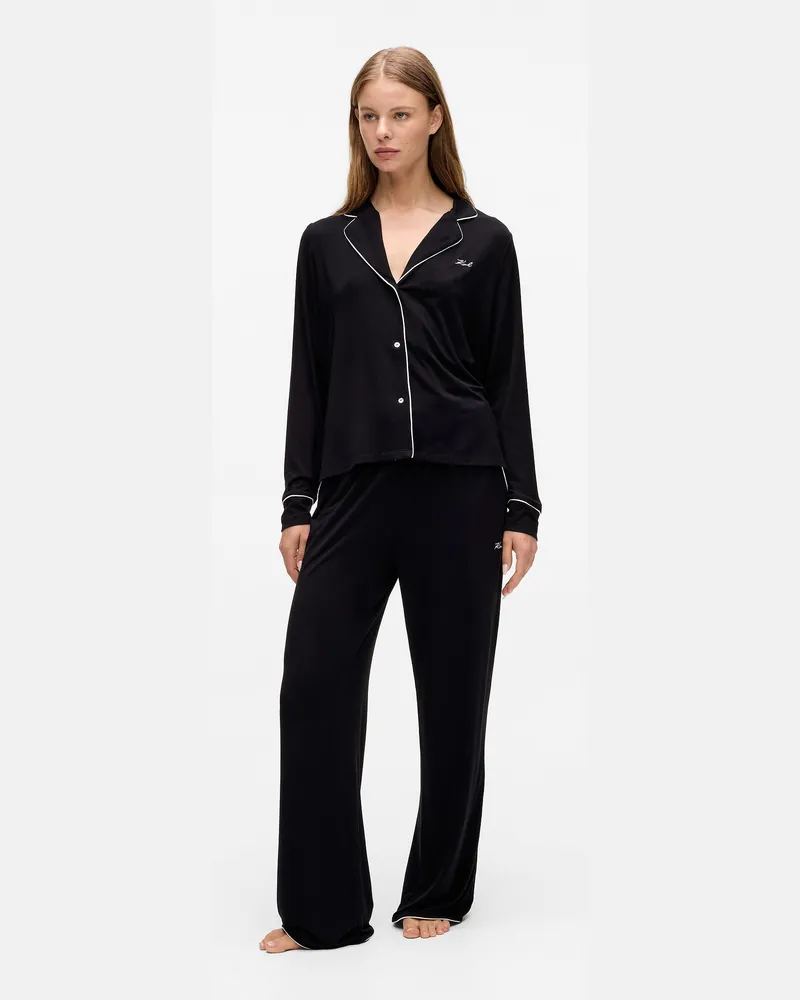 Karl Lagerfeld Signature-pyjama-set, Damen, Schwarz, Größe Schwarz