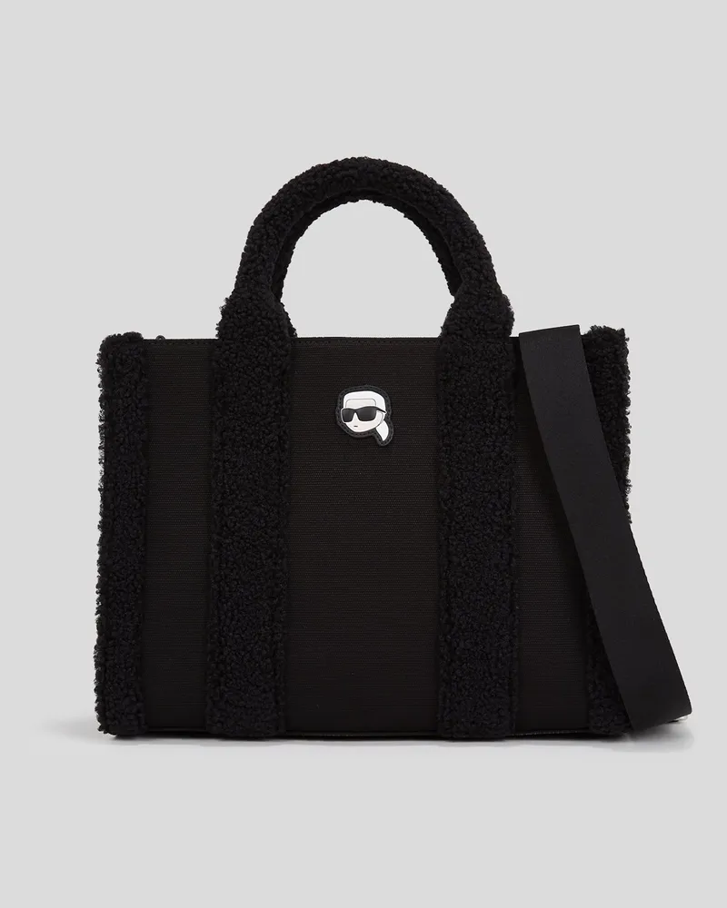 Karl Lagerfeld K/ikonik karl Shopper aus Lammfell-imitat, Frau, Schwarz Schwarz