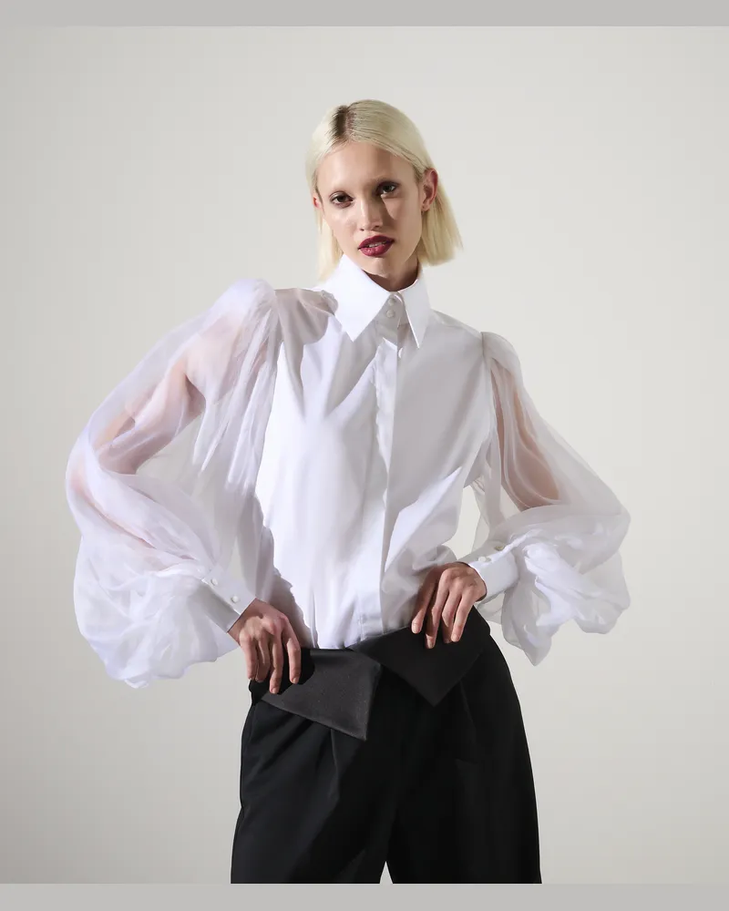 Karl Lagerfeld Karl studio Hemd Mit Ärmeln Aus Seide, Frau, Weiss, Größe Weiss
