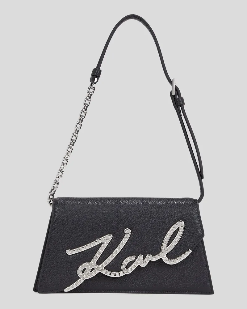 Karl Lagerfeld K/signature Schultertasche mit Nieten, Frau, Schwarz Schwarz