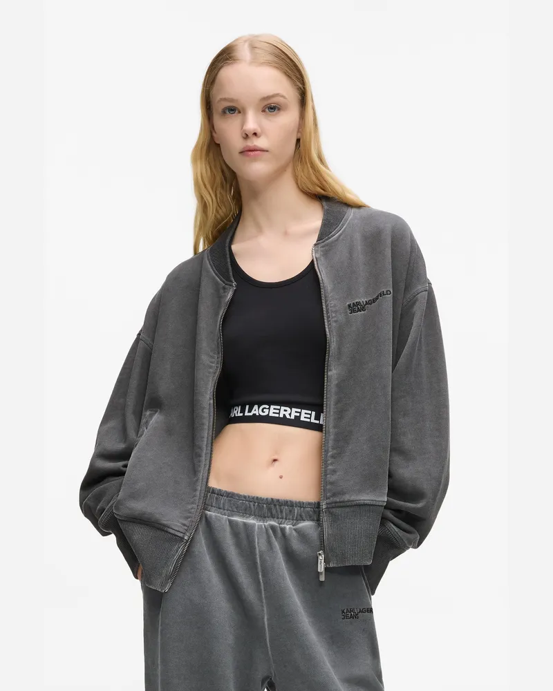 Karl Lagerfeld Verwaschenes Bomber-sweatshirt Mit Reißverschluss, Damen, Mauve, Größe Mauve