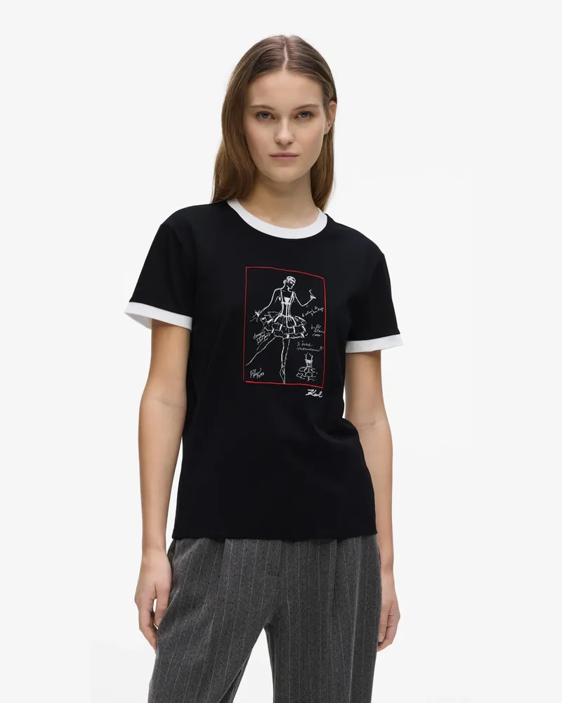 Karl Lagerfeld Le Ballet Slim-fit-t-shirt, Damen, Schwarz, Größe Schwarz