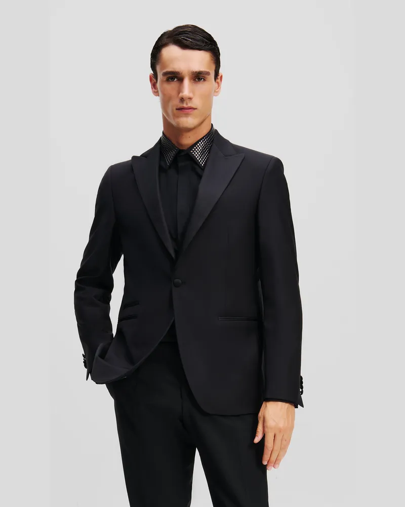 Karl Lagerfeld Jacke Mit Stehkragen, Mann, Schwarz, Größe Schwarz