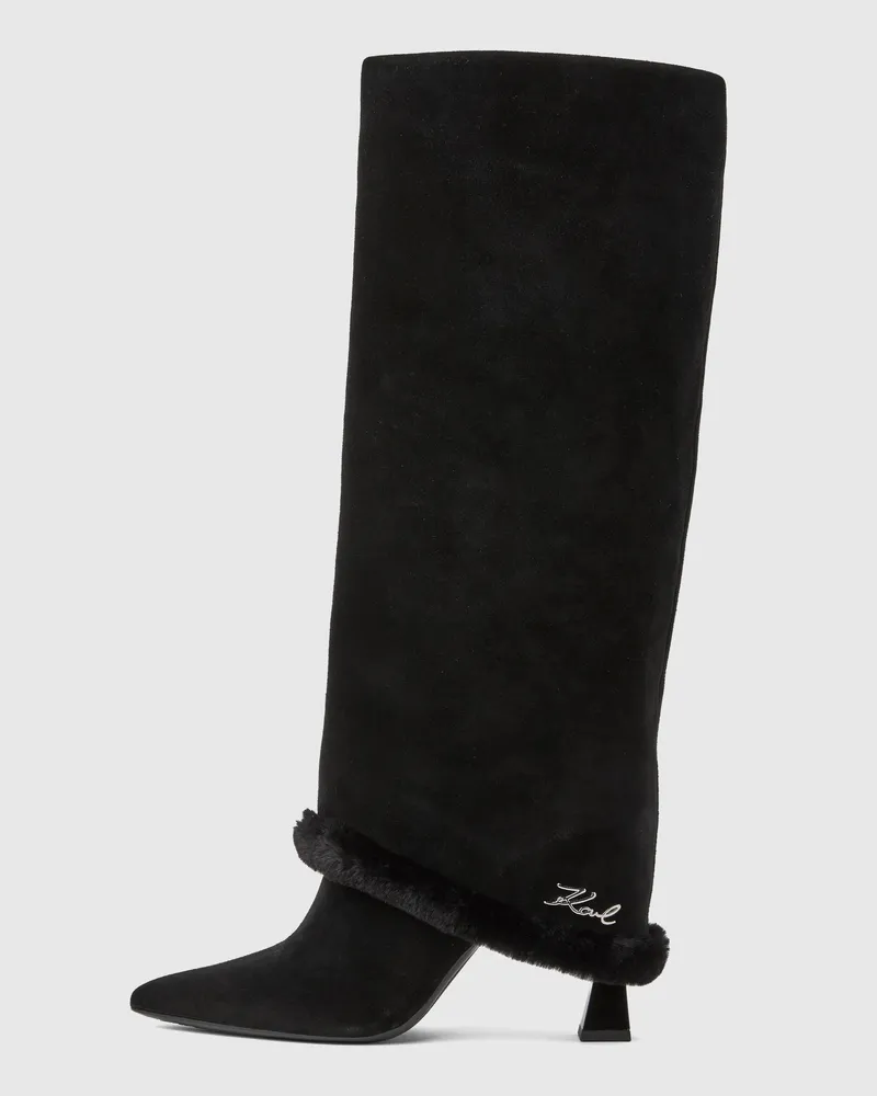 Karl Lagerfeld Debütantinnen-stiefel Mit Hohem, Umschlagbarem Schaft, Female, Schwarz, Size Black