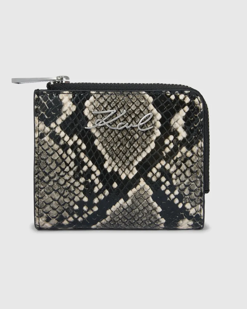 Karl Lagerfeld Kleines K/signature Python-portemonnaie Zum Aufklappen, Damen, Natural Snake All Over Print, Größe Natural