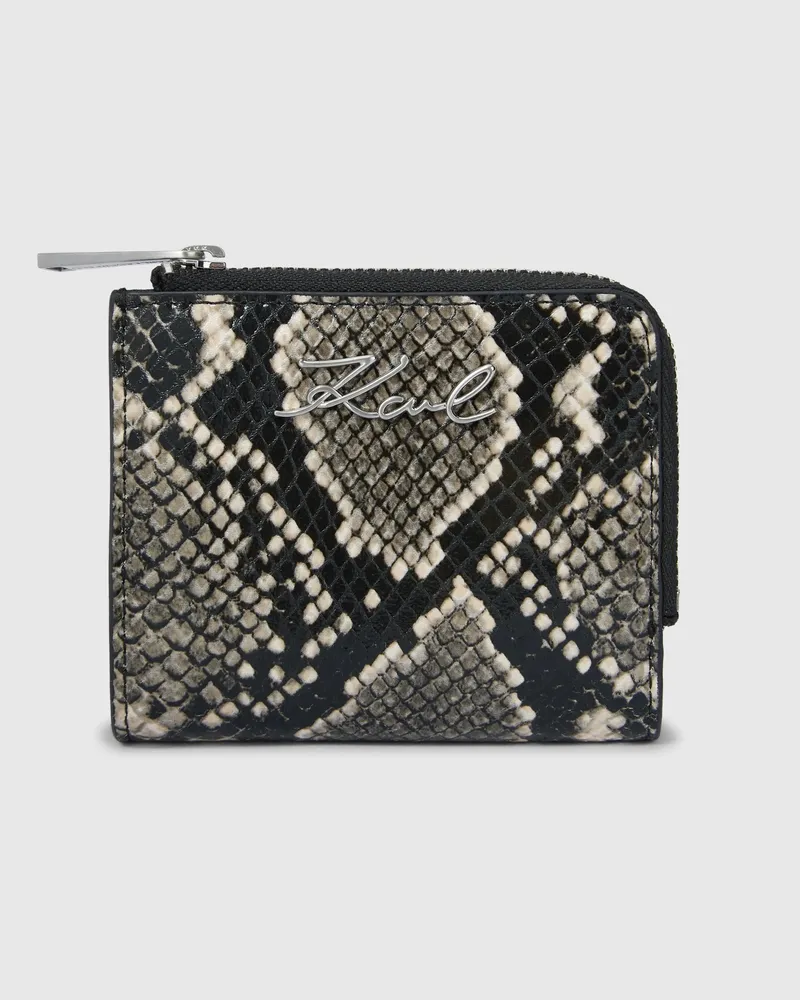 Karl Lagerfeld Kleines K/signature Python-portemonnaie Zum Aufklappen, Damen, Natural Snake All Over Print, Größe Natural