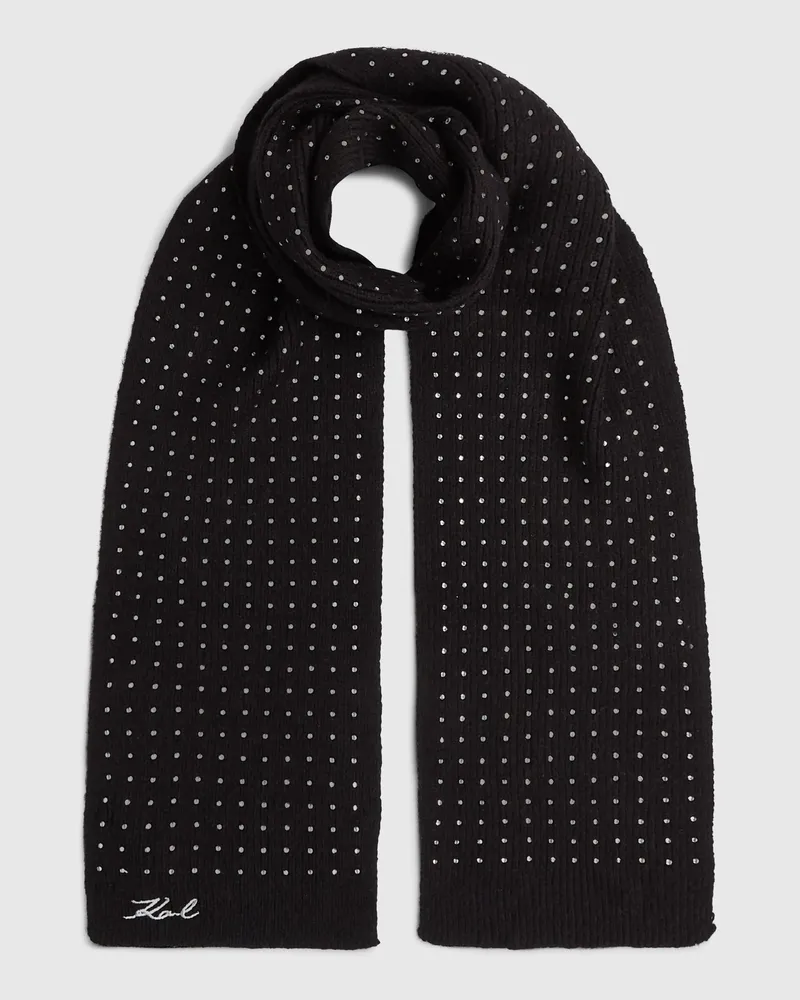 Karl Lagerfeld Langer K/signature Strassschal, Damen, Schwarz, Größe Schwarz
