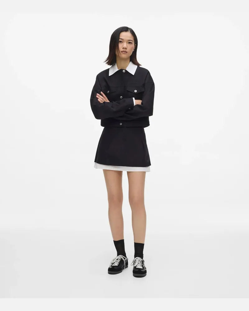 Karl Lagerfeld Schwarz-weißer Canvas-minirock, Damen, Weiss/schwarz, Größe Weiss