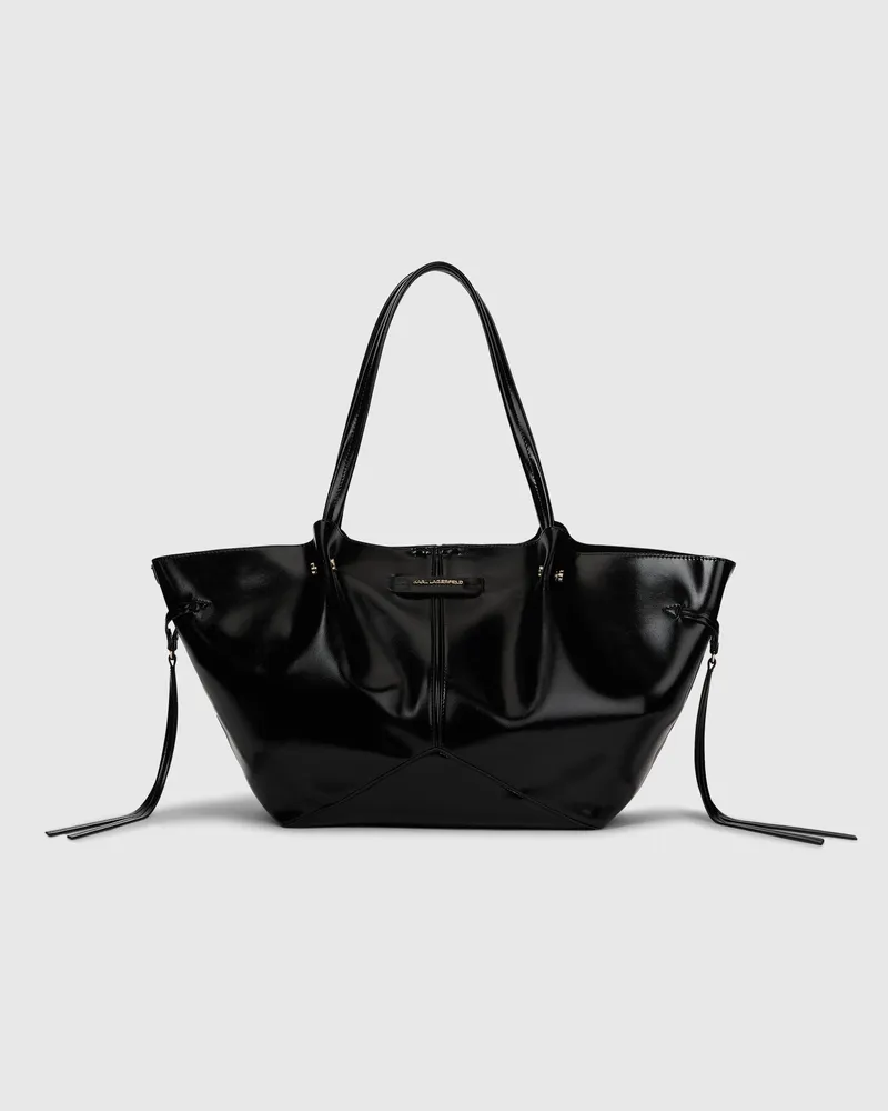 Karl Lagerfeld Mittelgroße K/pierced Glänzende Tote Bag, Damen, Schwarz/gold, Größe Schwarz