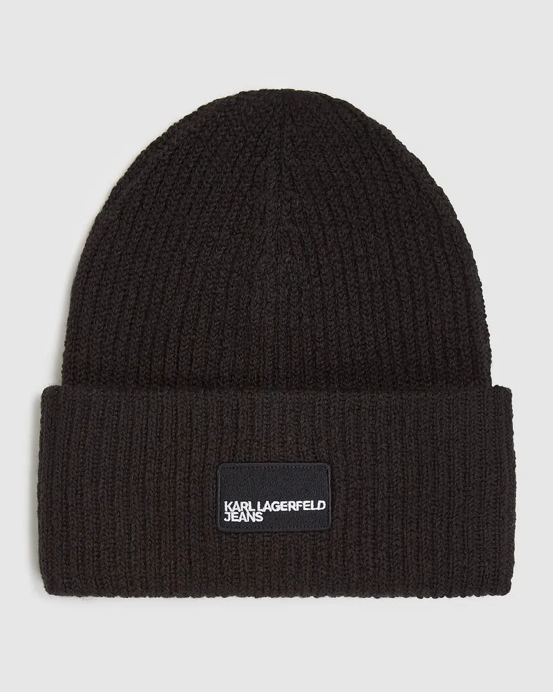 Karl Lagerfeld Lange Mütze Mit Logoaufnäher, Damen, Schwarz, Größe Schwarz
