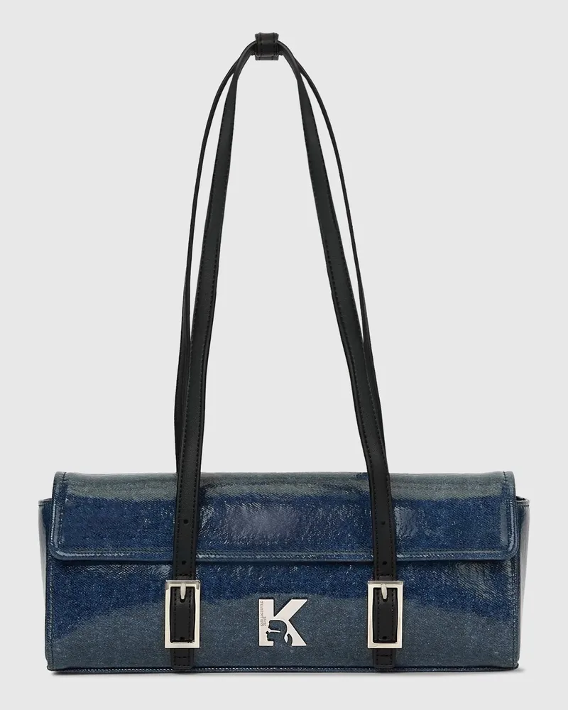 Karl Lagerfeld Längliche Schultertasche Aus Denim Mit K-logo, Damen, Gewaschenes Mittelblau, Größe Gewaschenes