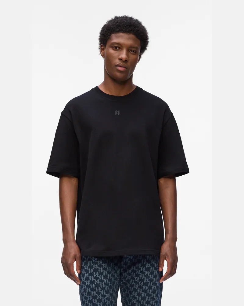 Karl Lagerfeld Piqué-t-shirt, Herren, Schwarz, Größe Schwarz