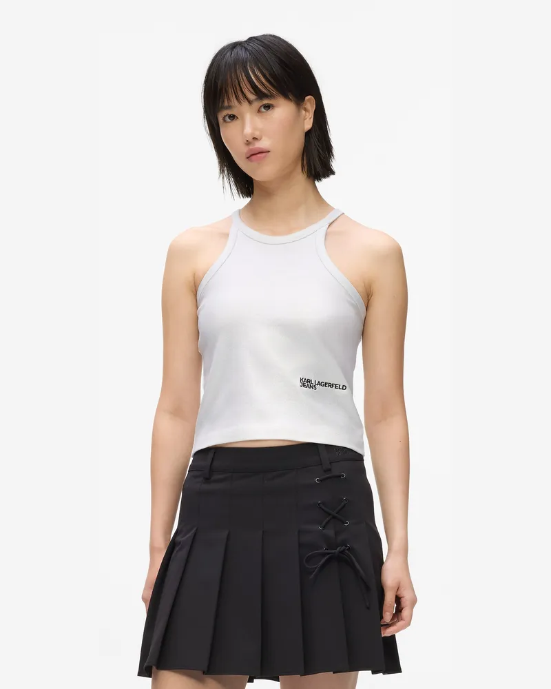 Karl Lagerfeld Tanktop Mit Gerippter Beschichtung, Damen, Silver, Größe Silver