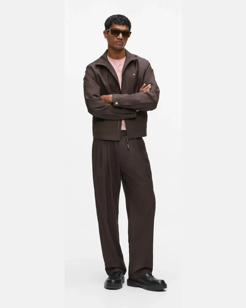 Karl Lagerfeld Hose Mit Geradem Bein Aus Wollmischgewebe, Herren, Schwarzer Kaffee, Größe Schwarzer