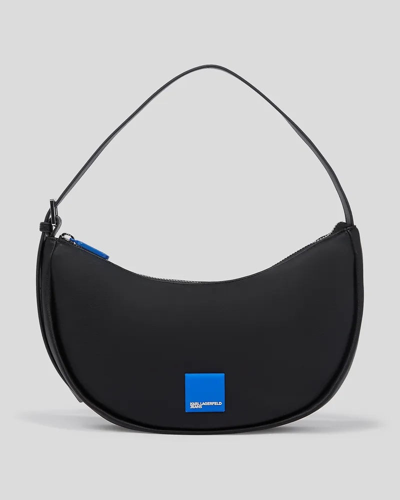 Karl Lagerfeld Klj halbmond-schultertasche Mit Box-logo, Frau, Schwarz, Größe Schwarz