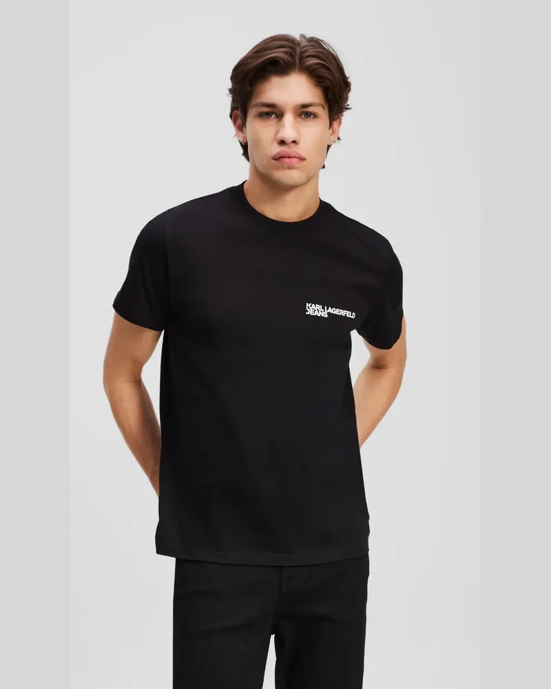 Karl Lagerfeld Schmal Geschnittenes T-shirt, Herren, Schwarz, Größe Schwarz