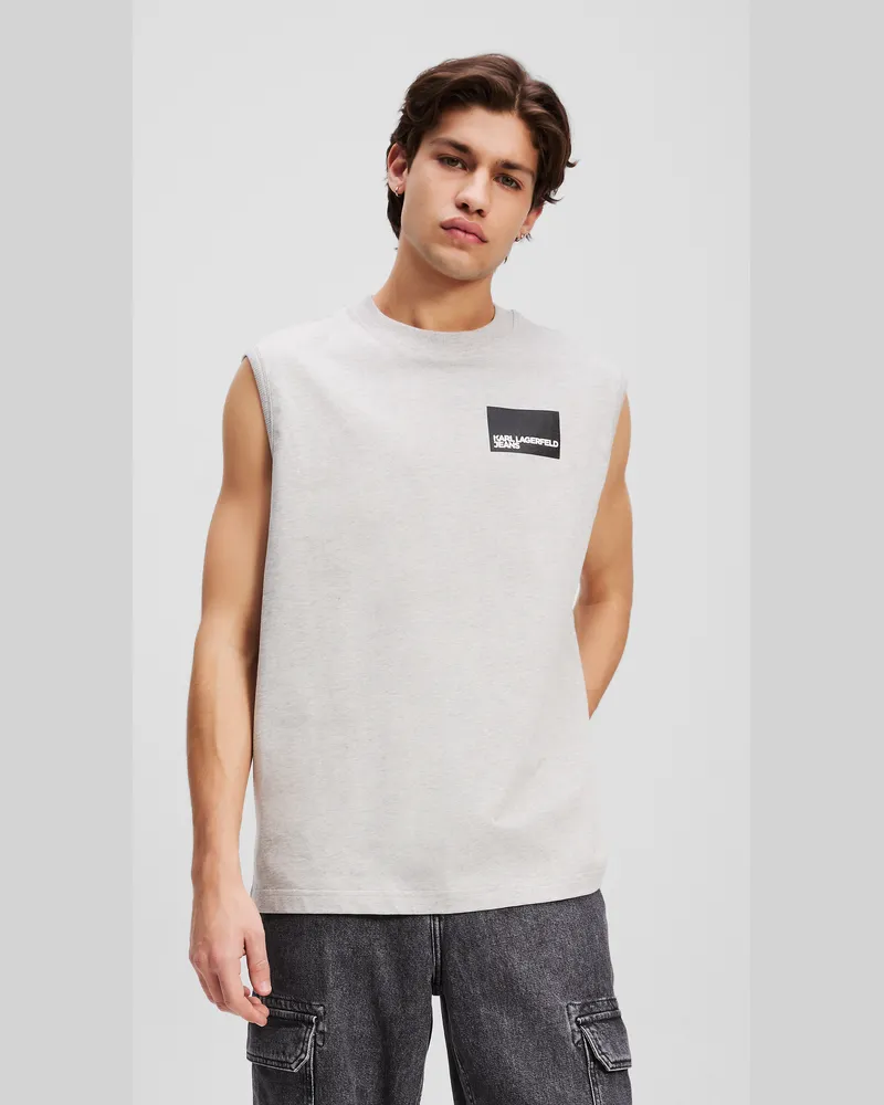 Karl Lagerfeld Tanktop Mit Box-logo, Mann, Helles Heidekraut Grau, Größe Helles