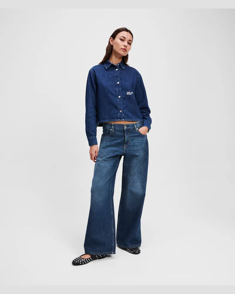 Karl Lagerfeld Tief Sitzende Jeans Mit Weitem Bein, Frau, Tinted Washed Blue, Größe Tinted