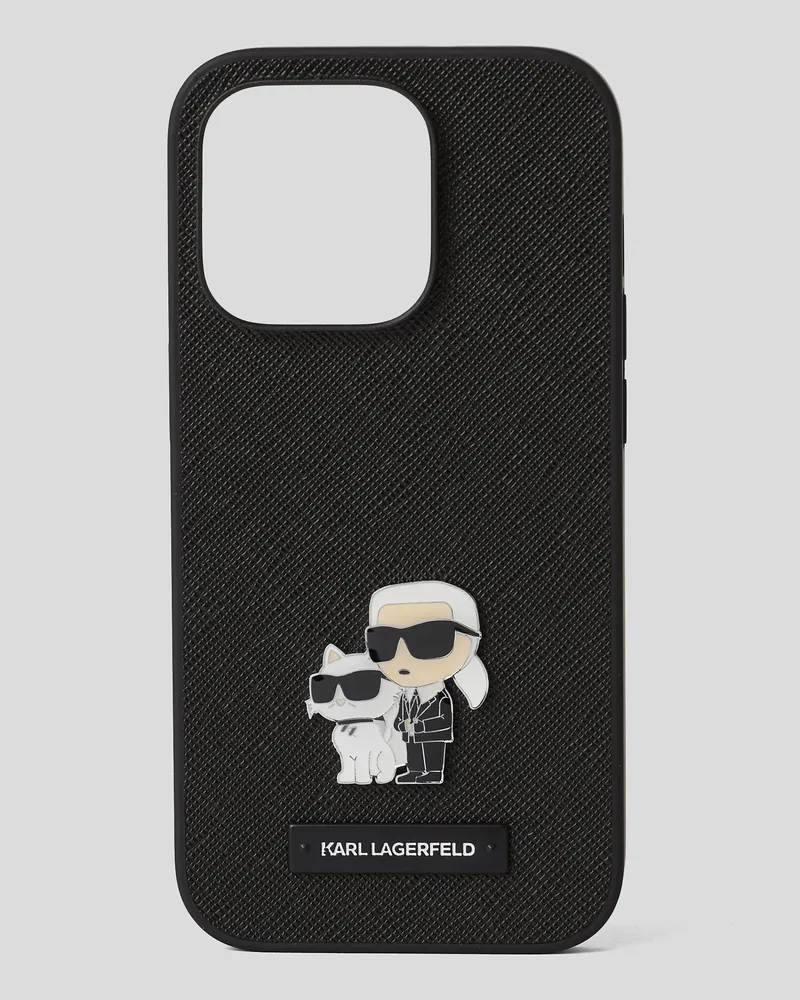 Karl Lagerfeld Ikon karl-&-choupette-schutzhülle Für Das Iphone 16 pro, Frau, Schwarz, Größe Schwarz