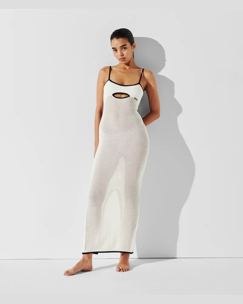 Karl Lagerfeld Gehäkeltes Strandkleid, Frau, Cannoli Creme, Größe Cannoli