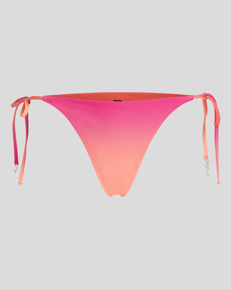Karl Lagerfeld K/signature Bikini-höschen Mit Bindebändern An Der Seite, Frau, Ombre Hibiskus-Karmelie, Größe Ombre