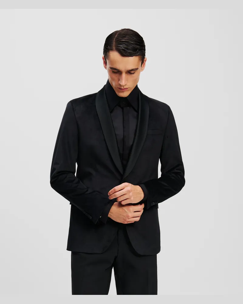 Karl Lagerfeld Einreihiger Blazer, Mann, Schwarz, Größe Schwarz