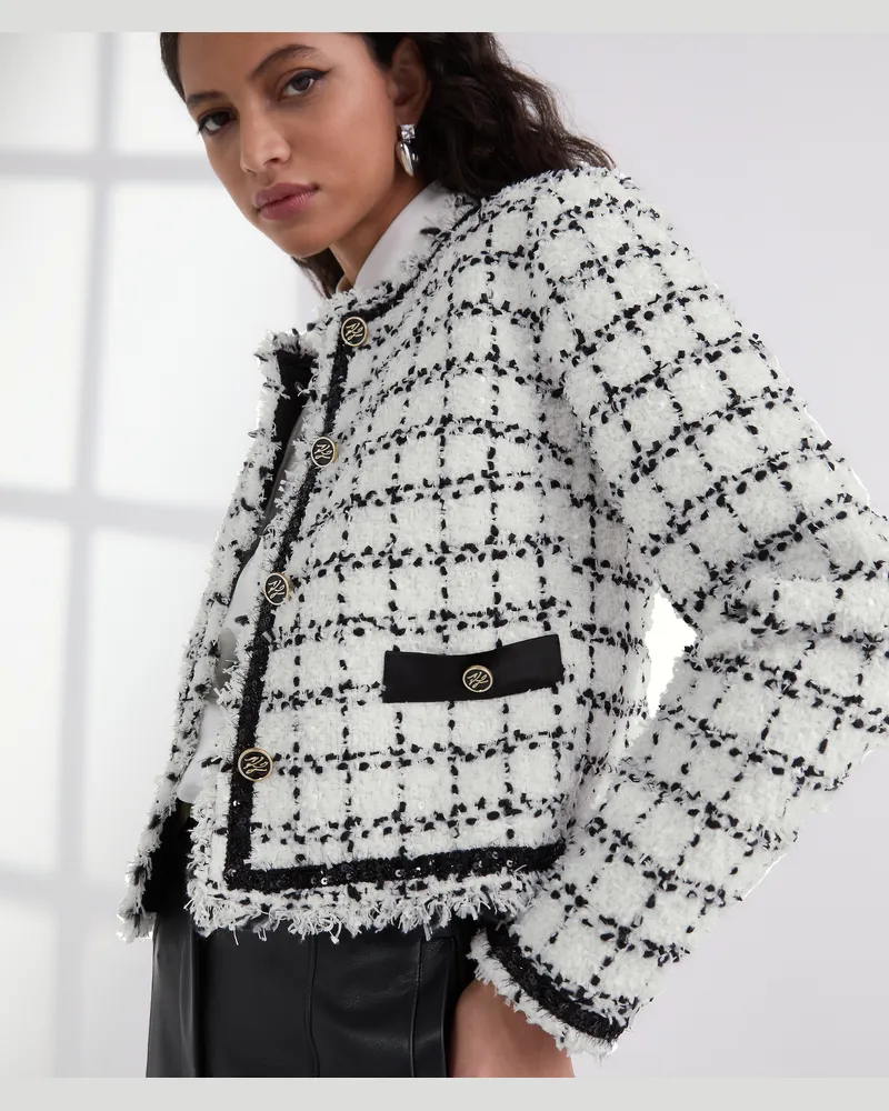 Karl Lagerfeld Bouclé-jacke, Frau, Schwarz-Weiß Karl Boucle, Größe Schwarz-weiß