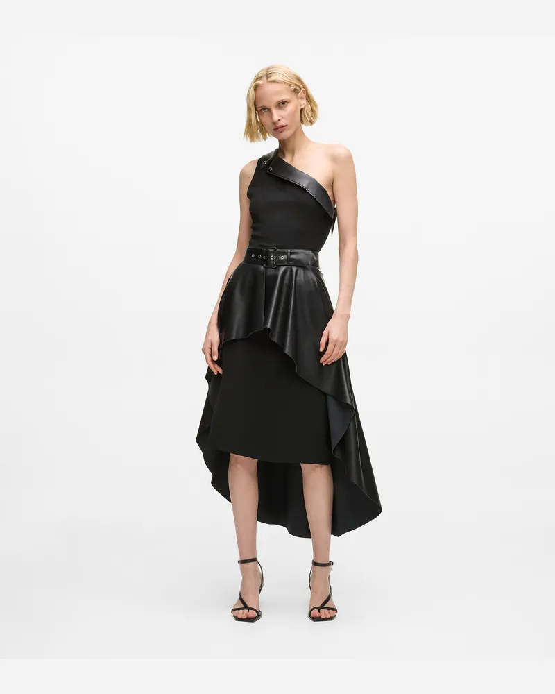 Karl Lagerfeld One-shoulder-bikerkleid, Damen, Schwarz, Größe Schwarz