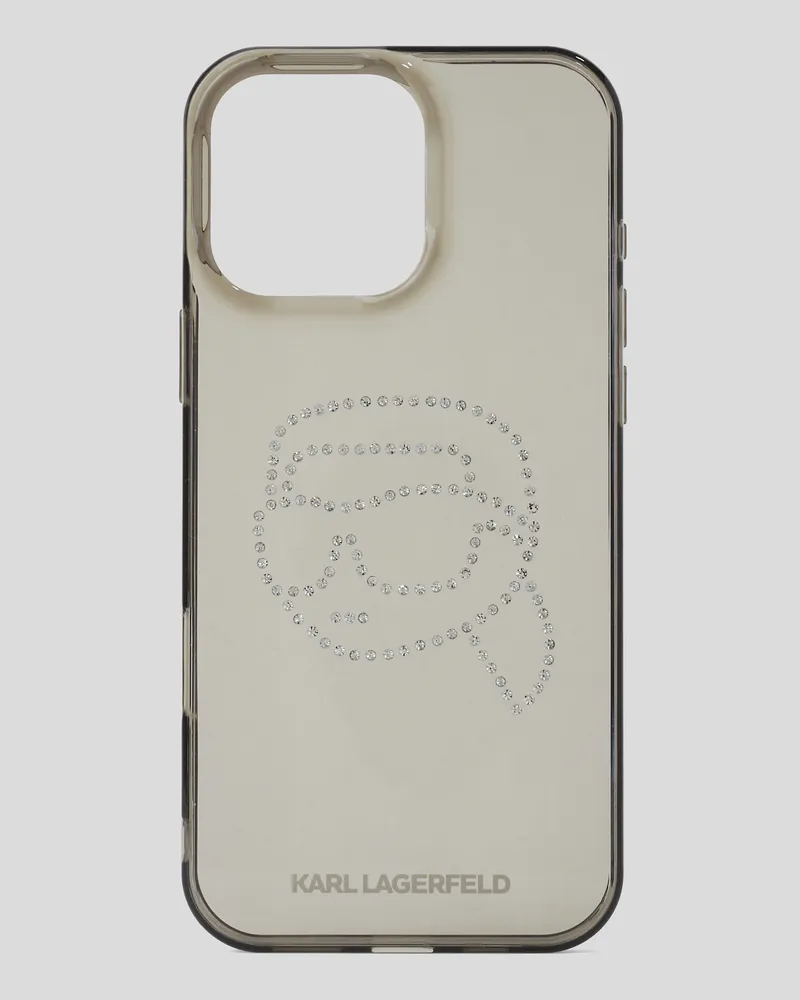 Karl Lagerfeld Ikon Schutzhülle Für Iphone 16 pro max Mit Strass, Frau, Schwarz, Größe Schwarz
