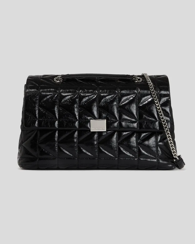 Karl Lagerfeld K/kuilt glänzende Grosse Schultertasche, Frau, Schwarz, Größe Schwarz
