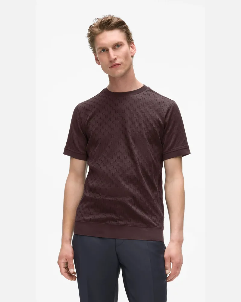Karl Lagerfeld T-shirt Mit Rundhalskragen In Normaler Passform, Male, Schwarz/braun, Size Black