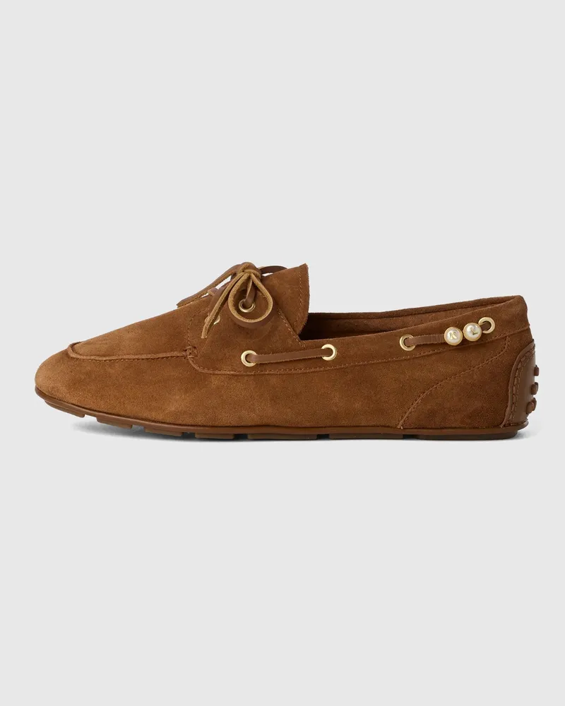 Karl Lagerfeld Ariella Segelschuhe Aus Veloursleder, Damen, Beige, Größe Beige
