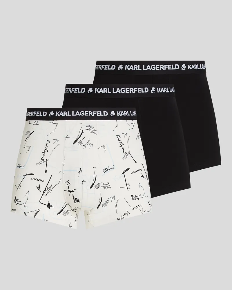 Karl Lagerfeld Boxershorts Mit Logo – 3-pack, Mann, All Over Print Skizze Cannoli-Schwarz, Größe All