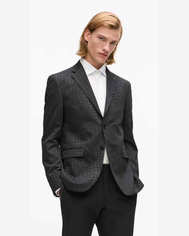 Karl Lagerfeld Blazer Mit Allover-print, Herren, Schwarz, Größe Schwarz