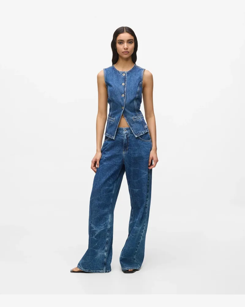 Karl Lagerfeld Jeans Mit Niedrigem Bund Und Weitem Bein, Damen, Marble Blue, Größe Marble